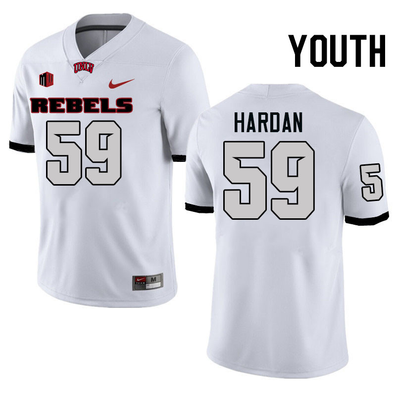 Youth #59 Walker Hardan UNLV Rebels College Football Jerseys Stitched-White